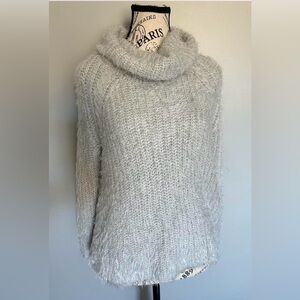 Grey Fuzzy Women’s Cowl Neck Sweater - Buckle